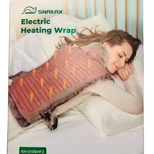 Snailax XL Electric Heating Wrap Neck Shoulder Back Pad NIB Soft Flannel Gray